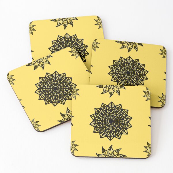 Item preview, My yellow background with a black lace design. - yellow and black pattern designed and sold by K.M. Creations.