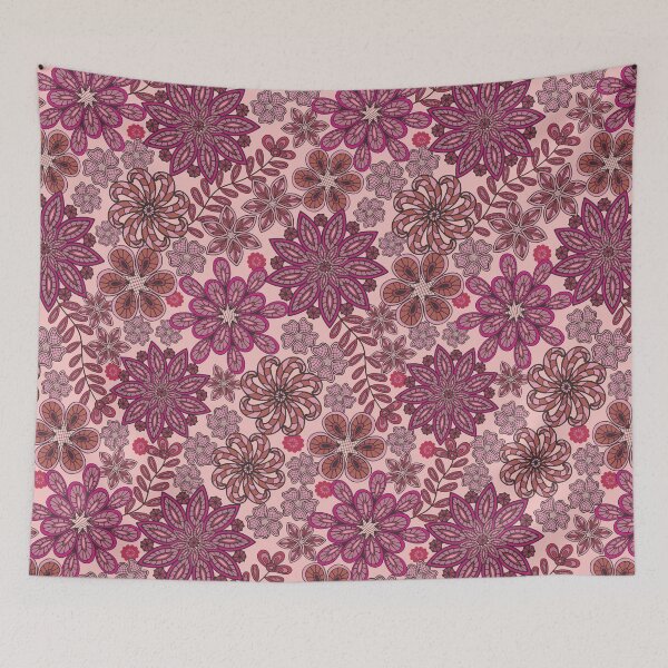 Item preview, PASSEMENTERIE Lacy Bohemian Embroidery Floral in Viva Magenta Fuchsia Pink Rust Red Mauve - UnBlink Studio by Jackie Tahara designed and sold by Jackie Tahara of UnBlink Studio.