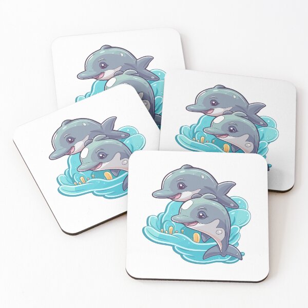 Item preview, Playful baby dolphins jumping out of the water designed and sold by Maycon Arts.