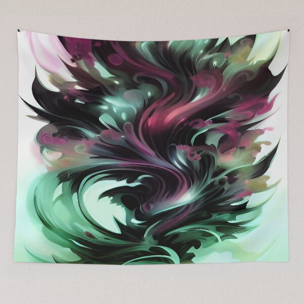 Item preview, Bouquet Abstract Violet and Mint Green Flowing in the Wind Christmas Green and Red designed and sold by deniselynnimage.