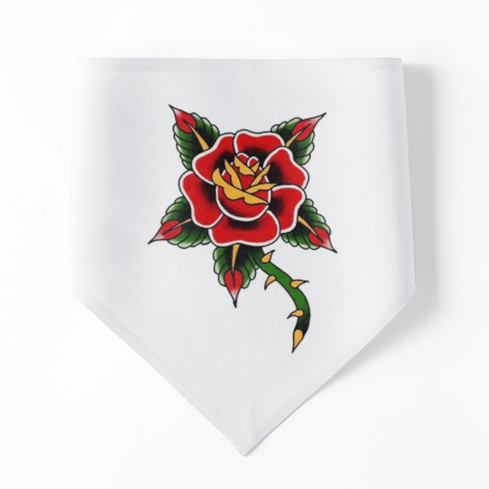 Vintage Red Blooming Roses - Traditional Rose Tattoo - Vintage Red Blooming  Roses - Sticker | TeePublic