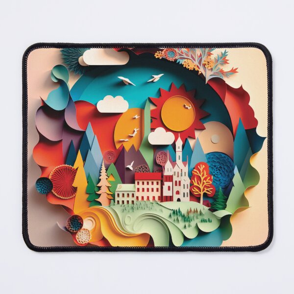 Item preview, Paper Cutting Art: Colorful Mountains, Animals, Rivers, Houses designed and sold by artpapercuts.