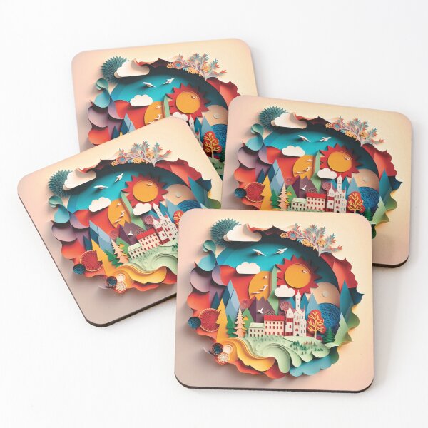 Item preview, Paper Cutting Art: Colorful Mountains, Animals, Rivers, Houses designed and sold by artpapercuts.