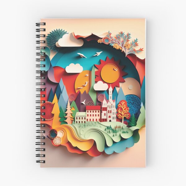 Item preview, Paper Cutting Art: Colorful Mountains, Animals, Rivers, Houses designed and sold by artpapercuts.