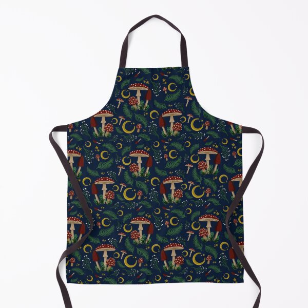 Item preview, Vintage Dark Academia Mushrooms with Moons and Navy Background designed and sold by serafineaandd.