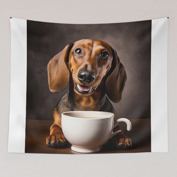 Item preview, Perky Pup: Adorable Dachshund Coffee for Caffeine Lovers designed and sold by ClawedCreations.