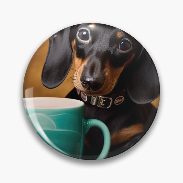 Item preview, Perky Pup: adorable café Dachshund para los amantes de la cafeína designed and sold by ClawedCreations.