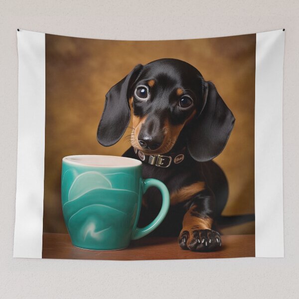 Item preview, Perky Pup: Adorable Dachshund Coffee for Caffeine Lovers designed and sold by ClawedCreations.