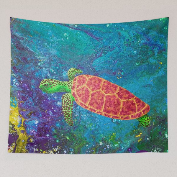 Item preview, Fluid sea turtle designed and sold by KatsColorfulArt.