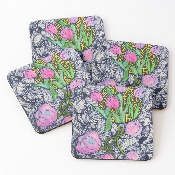Item preview, Beautiful Tulips zentangle Design designed and sold by CrushOnCovers.