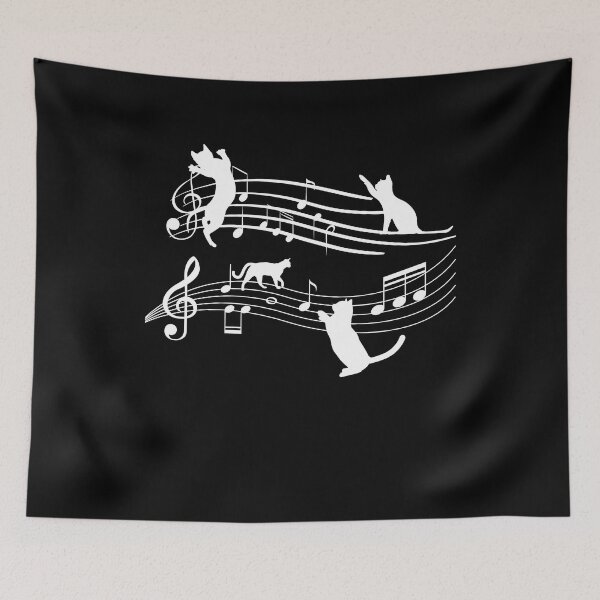 Aperçu de l'œuvre Cute Cat Music Notes Kitten Musician Piano Guitar Chords Gift créée et vendue par TMelonShop.