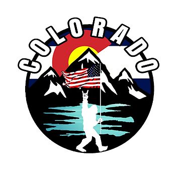 Artwork thumbnail, Colorado bigfoot USA flag mountains  by NativeGraffix