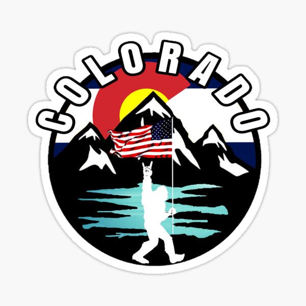 Colorado bigfoot USA flag mountains Sticker