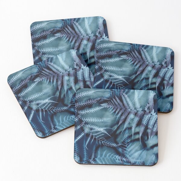 Item preview, Forest Dreaming fern deep rainforest jungle cyanotype art designed and sold by Blue Bower Art.