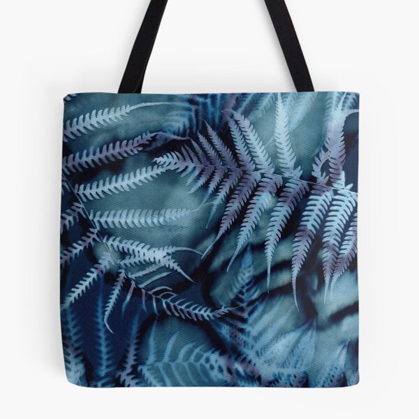 Item preview, Forest Dreaming fern deep rainforest jungle cyanotype art designed and sold by Blue Bower Art.