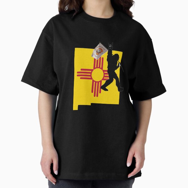 NEW MEXICO FRIENDLY BIGFOOT W NAVAJO NATION FLAG Oversized T-Shirt