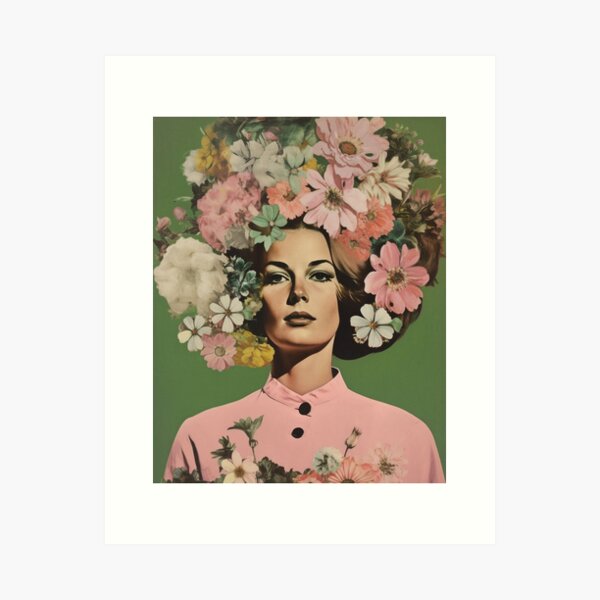 Outlet Vibrant Floral Portrait, Flower Head Woman Canvas Print, Flower Head Surreal Art Portrait Equivalent Exchange Contemporary Woman Fashion Art