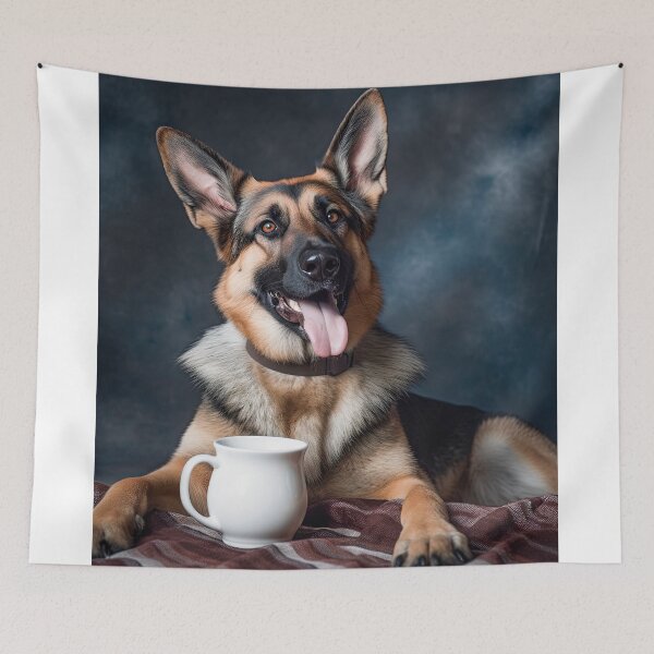 Item preview, Perky Pup: Adorable German Shepherd Coffee for Caffeine Lovers designed and sold by ClawedCreations.