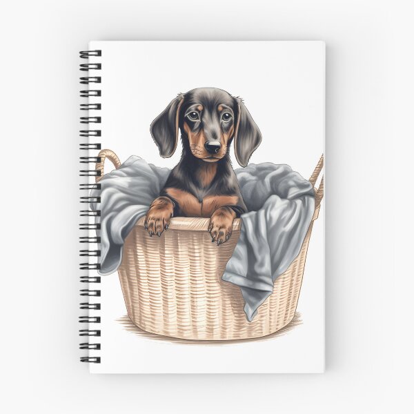 Item preview, Hand-Drawn Puppy Dachshund in Laundry Basket designed and sold by cy312.