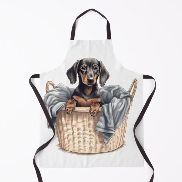 Item preview, Hand-Drawn Puppy Dachshund in Laundry Basket designed and sold by cy312.
