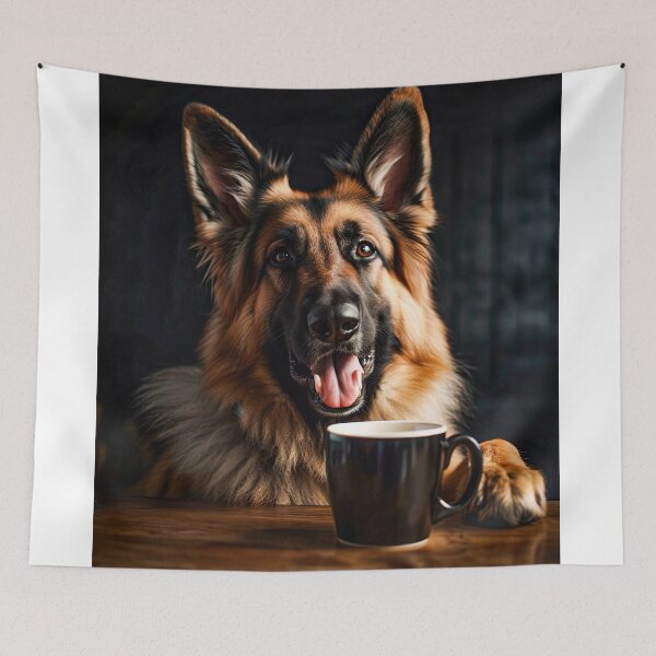 Item preview, Perky Pup: Adorable German Shepherd Coffee for Caffeine Lovers designed and sold by ClawedCreations.