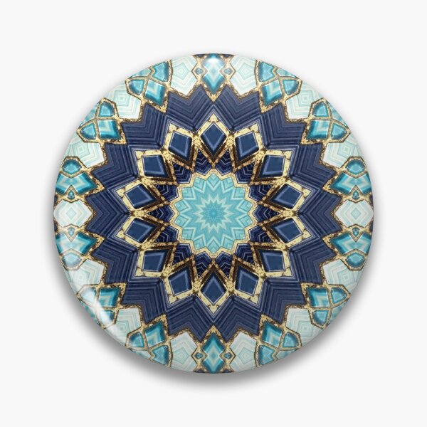 Artikelvorschau, Blue Tile and Gold Grout Kaleidoscope Pattern 38 entworfen und verkauft von Swabcraft.