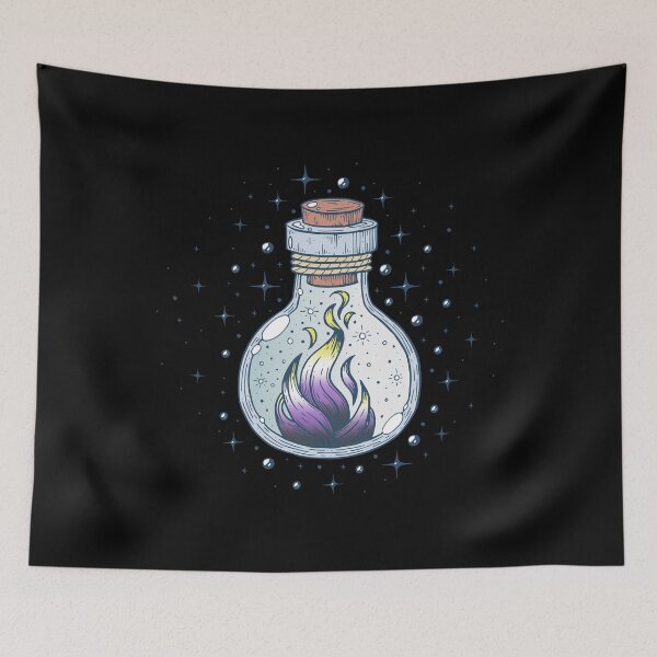 Item preview, Nonbinary Fire Occult Bottle LGBT Pride Flag designed and sold by Clara Hollins.