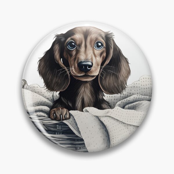 Item preview, Hand-Drawn Puppy Dachshund in Laundry Basket designed and sold by cy312.