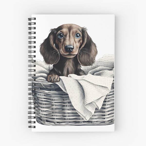Item preview, Hand-Drawn Puppy Dachshund in Laundry Basket designed and sold by cy312.