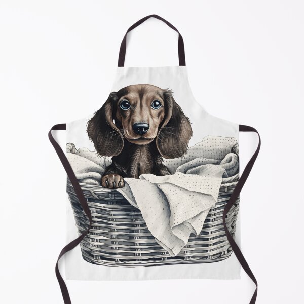 Item preview, Hand-Drawn Puppy Dachshund in Laundry Basket designed and sold by cy312.