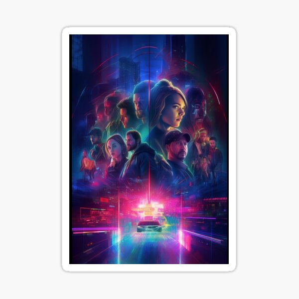 Item preview, Stranger Things AI Generated- The characters are transported to a futuristic city, with neon lights and advanced technology designed and sold by JuxtaJoy Studios.