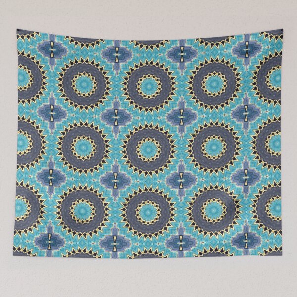 Item preview, Blue Tile and Gold Grout Kaleidoscope Pattern 40 designed and sold by Swabcraft.