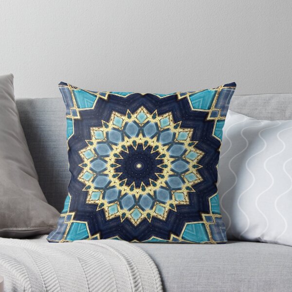 Artikelvorschau, Blue Tile and Gold Grout Kaleidoscope Pattern 42 entworfen und verkauft von Swabcraft.