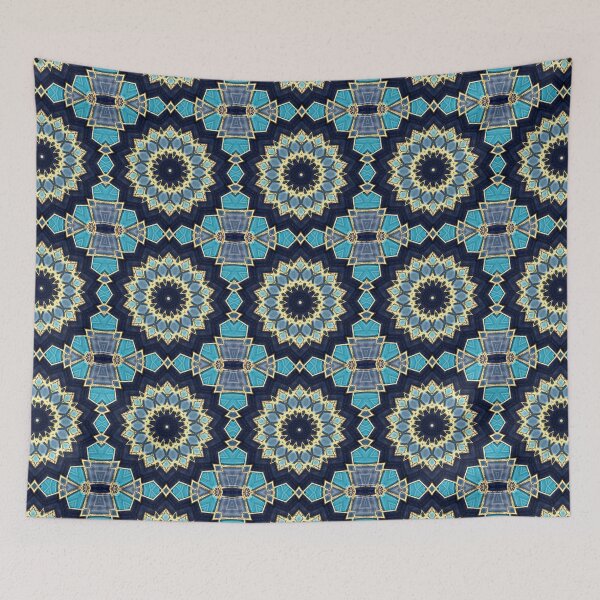 Item preview, Blue Tile and Gold Grout Kaleidoscope Pattern 42 designed and sold by Swabcraft.