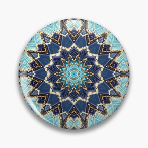 Artikelvorschau, Blue Tile and Gold Grout Kaleidoscope Pattern 43 entworfen und verkauft von Swabcraft.