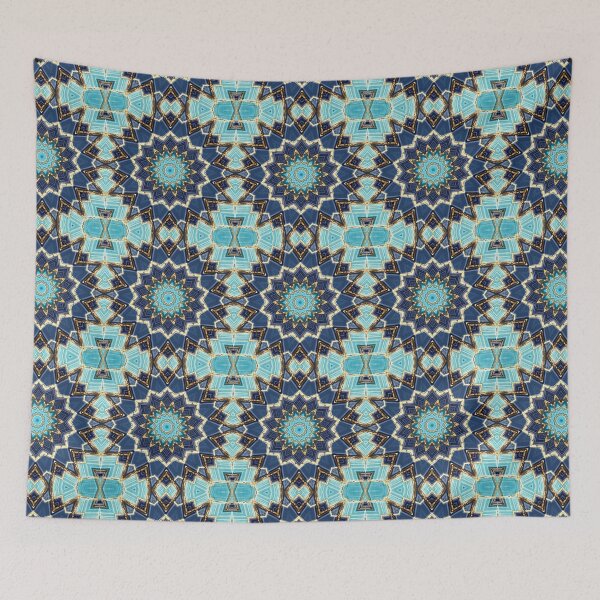 Item preview, Blue Tile and Gold Grout Kaleidoscope Pattern 43 designed and sold by Swabcraft.