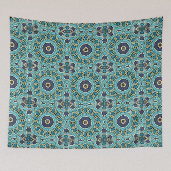 Item preview, Blue Tile and Gold Grout Kaleidoscope Pattern 45 designed and sold by Swabcraft.