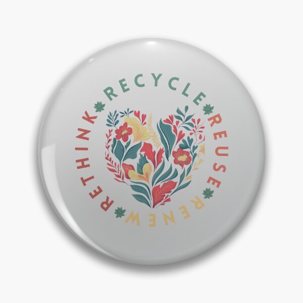 Item preview, Recycle Reuse Renew Rethink  floral heart graphic design designed and sold by Art Masterpiece ⭐⭐⭐⭐⭐.