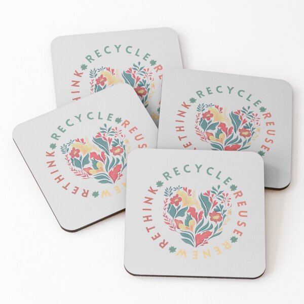 Item preview, Recycle Reuse Renew Rethink  floral heart graphic design designed and sold by Art Masterpiece ⭐⭐⭐⭐⭐.