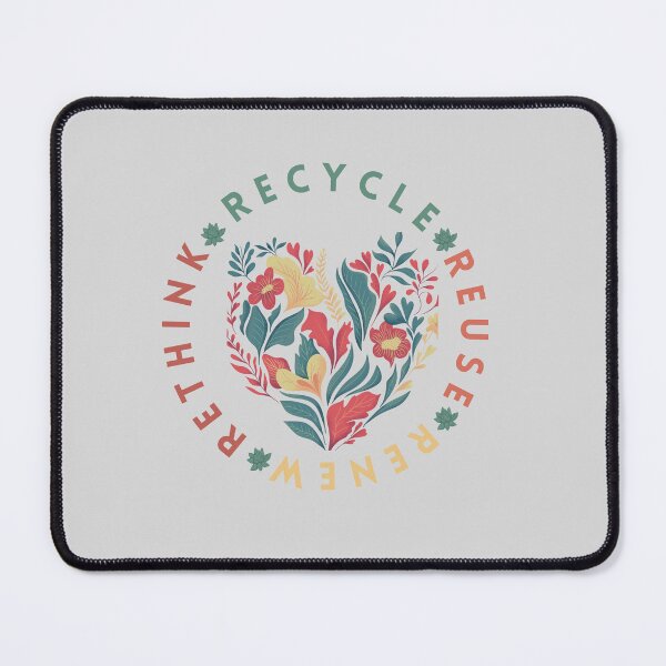 Item preview, Recycle Reuse Renew Rethink  floral heart graphic design designed and sold by Art Masterpiece ⭐⭐⭐⭐⭐.