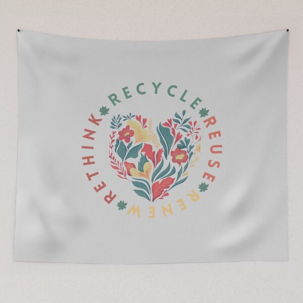 Item preview, Recycle Reuse Renew Rethink  floral heart graphic design designed and sold by Art Masterpiece ⭐⭐⭐⭐⭐.