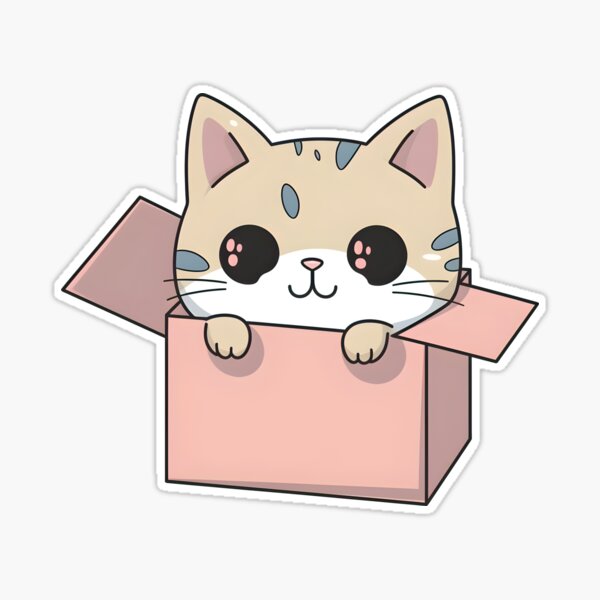 A cute cat in a box Sticker for Sale by PrintThatShirt