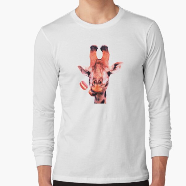 Lovely giraffe with macaron by Alice Monber Long Sleeve T-Shirt