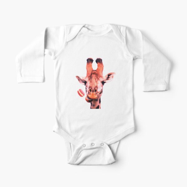 Lovely giraffe with macaron by Alice Monber Long Sleeve Baby One-Piece