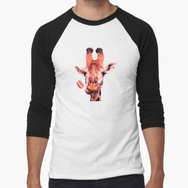 Lovely giraffe with macaron by Alice Monber Baseball ¾ Sleeve T-Shirt