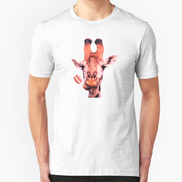 Lovely giraffe with macaron by Alice Monber Slim Fit T-Shirt