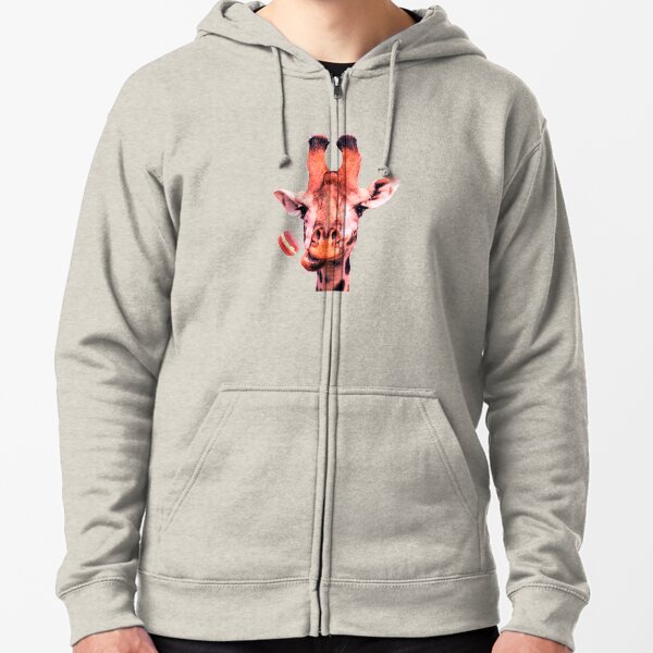 Lovely giraffe with macaron by Alice Monber Zipped Hoodie