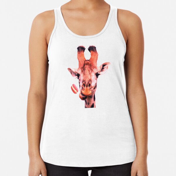 Lovely giraffe with macaron by Alice Monber Racerback Tank Top