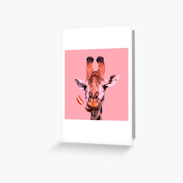 Lovely giraffe with macaron by Alice Monber Greeting Card