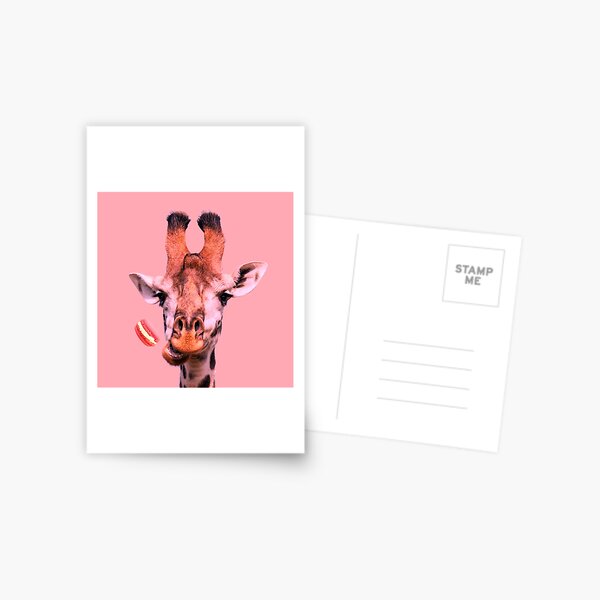 Lovely giraffe with macaron by Alice Monber Postcard